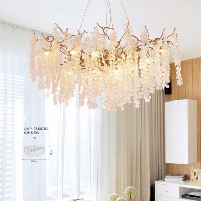 China Modern Villa Decoration G9 LED Silver Tree Shape Dining Room Full Copper Chandelier for sale