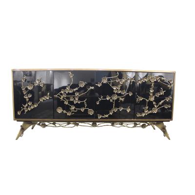 China Modern decotative Copper Flower Living Room Designer Furniture Copper Flower Covers TV Stand Cabinet TV Bench Customization Simple Furniture for sale