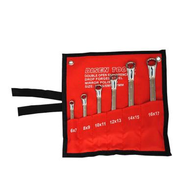 China Durable Metric Double Ring 6pcs Plastic Offset Open End Wrench Clip Set for sale