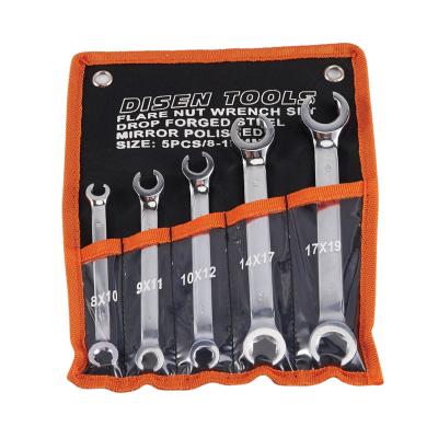 China Durable High Strength Repair Hand Tool 5pcs Carbon Steel Spindle Nut Open End Wrench Set for sale