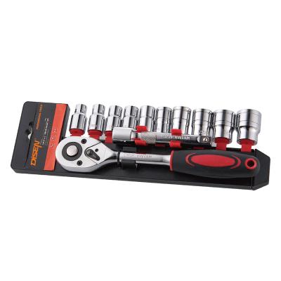 China Durable 3/8 Auto Drive 12pcs CRV Socket Set With Key Pear Ratchet for sale