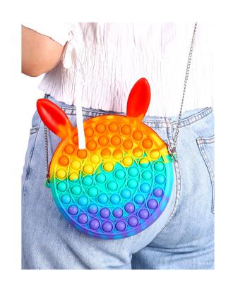 China Wholesale High Quality Bubble Bag Push Mini Round Messenger Handbag Shoulder Bag Silicone Eco-friendly Material for sale