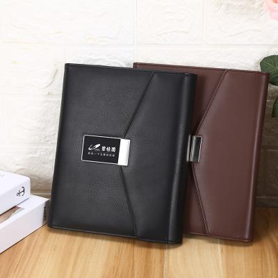 China Hardcover Business powerbank wireless charger reusable smart notebook agenda logo led power bank with usb flash drive for sale