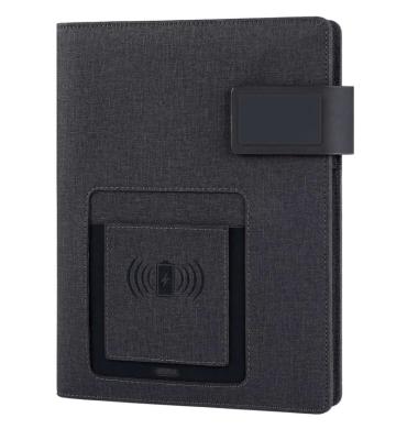 China Hardcover New Customized Leather Mobile Phone Wireless Charging Notepad with Magnetic Buckle for sale