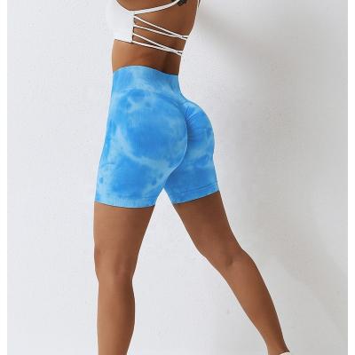 China Fashion Breathable Dye Seamless Splatter Yoga Shorts Women's Sports Fitness Shorts High Waist Hip Lift Tight Yoga Pants for sale