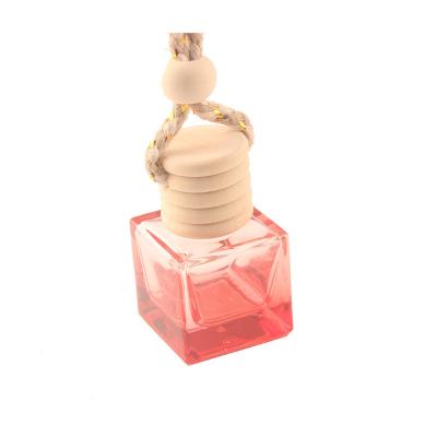 China 2022 Yiwu Square 10ml Wholesale Cosmetic Car Pendant Miniature Botol Perfume Glass Perfume Bottle for sale