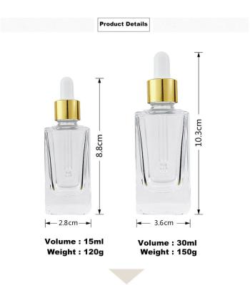 China 2022 Wholesale BinQi Glass Cosmetic Bottles Hot Sale 15ml 30ml Cosmetic Transparent Lotion Dropper Bottles for sale