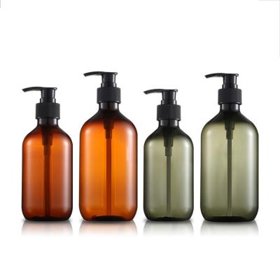 China Vintage BinQi Cosmetic Factory Supplier 2022 Hot Sale Amber Plastic Cosmetic Bottles Shampoo 300ml 500ml Bottles for sale