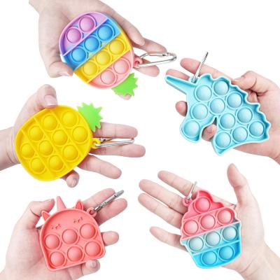 China Wholesale Eco-Friendly Push Sticky Person Toys Pineapple Simple Unicorn Push Bubble Head Chain Figet Toy Kids Antistress Mini for sale