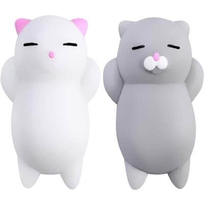 China Wholesale Stress Relieve Mini Super Cute Animal Squishy Toys Nutty Soft Silicone Squishies Cats Gray and White Color Squeeze Squeeze Toys for sale