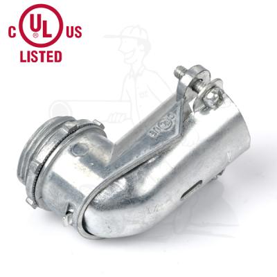 China Used to connect galvanized flexible conduit in PST steel box 90 degree angle flexible conduit compression connector for sale