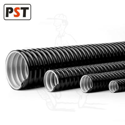 China PVC Black PVC Coated Flexible Corrugated Metal Conduit PVC Corrugated Duct for sale