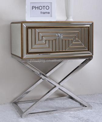 China Modern Style Cross Based Style Mirrored Furniture X Coffee Table In Stainless Steel for sale