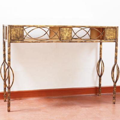 China (Size) Hot Sale Adjustable Antique Iron Mirrored Console Table With Wall Mirror for sale