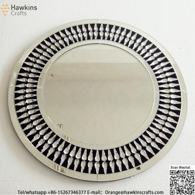 China Contemporary Round Decorative Crystal Wall Mirror Decorative Home for sale