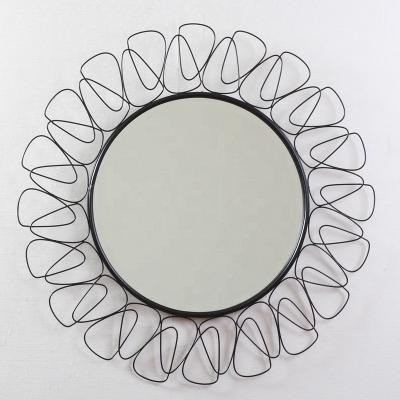 China Contemporary Hot Sale Black Metal Decor Wrought Iron Mirror for sale