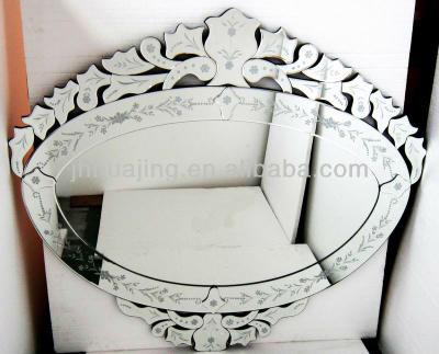 China Romantic Etched Venetian Oval Venetian Glass / Decor / Beauty Mirror /Dressing /Bathroom Wall Mirror for sale