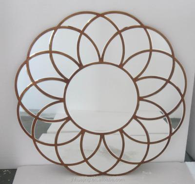 China Popular modern arabic antique gold flower wall mirror decoration for sale