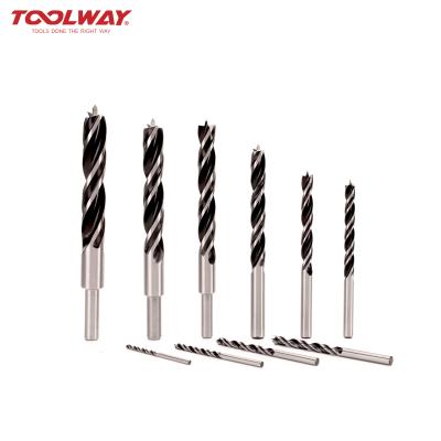 China High Quality Wood Drilling TOOLWAY Woodworking Drill Bits Set Double Flute Woodworking Drill Bit For Wood With Round Shank for sale