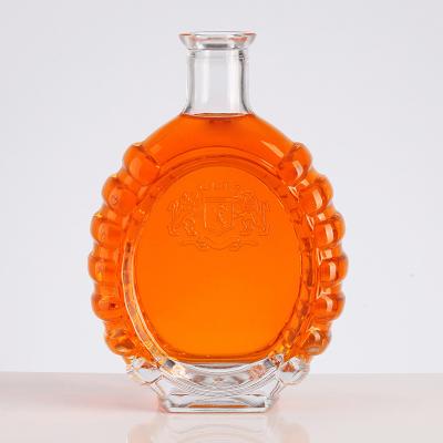 China Beverage. Whiskey. Vodka. Fine brandy wine. Factory Hot Selling Exquisite Emboss Empty Brandy Bottle Oval Shape Large Capacity for sale