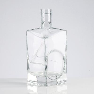 China Exquisite Beverage Classic Design Emboss 70cl Square Liquor Glass Bottle for sale