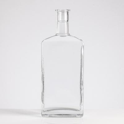 China Classic Beverage Design Short Neck Square Shape Vodka Bottles Plain Thin Bottom 750ml Sizes for sale