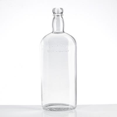 China Beverage. Whiskey. Vodka. Fine brandy wine. Hot Selling High Capacity 1L Design Vodka Transparent Custom Simple Smooth Classic Whiskey Bottle for sale