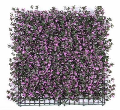 China Outdoor Decorative Artificial Purple Auspicious Wall Artificial Grass Mat Panels 50*50cm Outdoor Anti-UV Grass For Landscape for sale