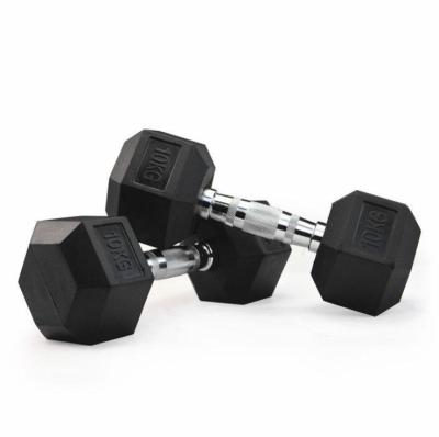 China Durable Free Mute Gym Weightlifting Hex Hex Dumbbell Bells Rubber Sets for sale