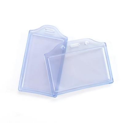 China Custom high quality soft transparent PVC name badge ID card holder employee plastic bundle cards holder for sale