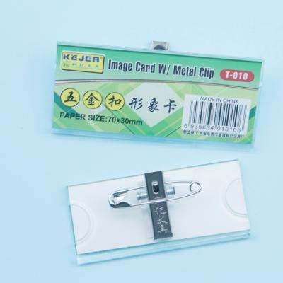 China Factory Wholesale High Quality Luxury Staff Name Badge Factory KEJEA Acrylic Image Card With Metal Clip for sale