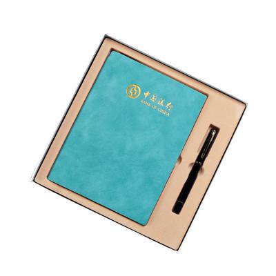 China 2019 logo printed printing a5 journal hard cover notebook custom leather notebook with pen for sale