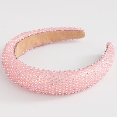 China European and American border commercial baroque luxury fashion light mesh headwear wide headband hair decoration faux stone headband for sale