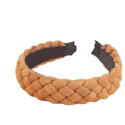 China Simple Headdress Fashion Sponge Cushion Scrub Hair Band With Wig Braid Twisted Headband For Women for sale