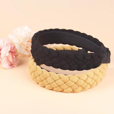 China Hot Selling Wide Edge Headwear Candy Colored Untwisted Slip Women's Single Braid Hair Band For Daily Life for sale