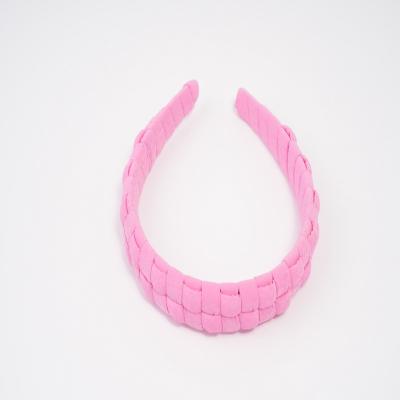 China New Lady Hand - Solid Color Cloth Edge Hair Circle Headdress Design Woven Wide Headband For Women Girls for sale