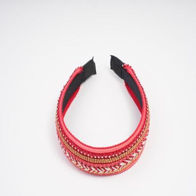 China 2022 European style vintage handmade headband woven rope edge girl wide headdress and American for sale