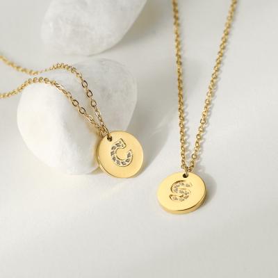 China TRENDY 26 Initials Letter Pendant Necklace For Women Gold Diamond A-Z Necklace With Letter DIY Custom Chain Kids Hip Hop Jewelry for sale