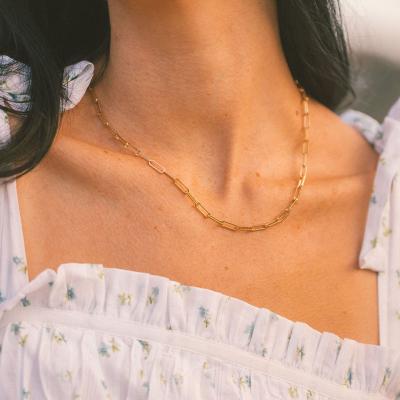 China Environmentally Friendly Simple Cuban Chains Necklace Women Gold Choker Link Chain Clip Stainless Steel Minimalist Stainless Steel Cable for sale