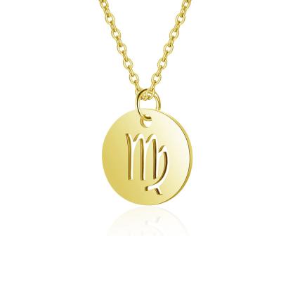 China 2021 CLASSIC Stainless Steel Jewelry Gold Choker Chain Horoscope Sign Pendant Necklace For Women for sale