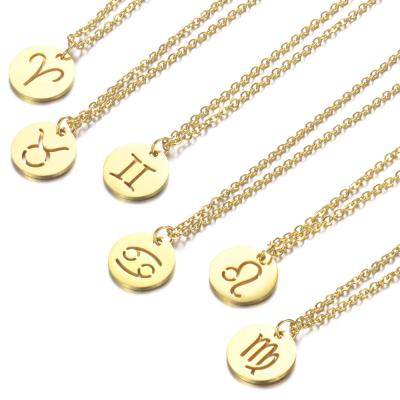 China Environmental Friendly Zodiac Sign Jewelry Stainless Steel Necklace Horoscope Pendant Necklace For Women for sale