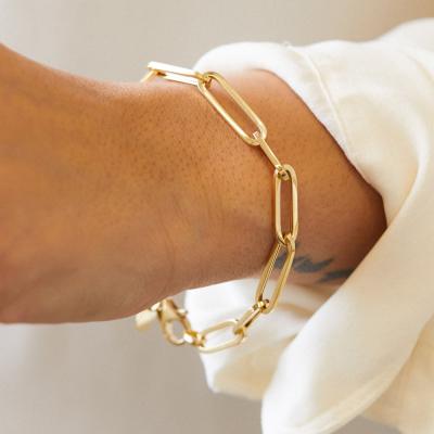 China Fashion Environmentally Friendly Stainless Steel Link Gold Chain Bracelet Jewelry Cuban Bracelet Women Fashion for sale