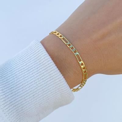 China 2022 Hot Fashion Environmentally Friendly High Quality Figaro Bracelet 14K Gold Plated Stainless Steel Mens Bracelet for sale