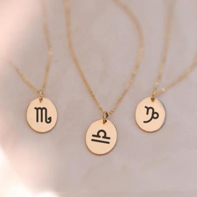 China CLASSIC Women Celestial Charms Jewelry Taurus Gemini Aries Pendant Stainless Steel Gold Zodiac Necklace Necklace for sale