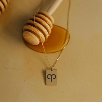 China Celestial Zodiac Libra Taurus Leo CLASSIC Square Necklaces Star Gold Stainless Steel Necklace Pendant Pendant Jewelry for sale