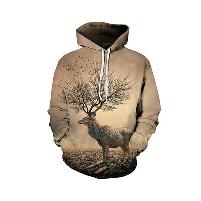 China Anti-wrinkle Designer Cheap Casual Hooded Sweater Plus Size Deer Animal Hoodie Sweatshirts Wholesale Clothing For Men for sale