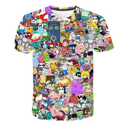 China Popular Anti-wrinkle Cartoon Animation 3D Digital Printing Casual Children's T-shirts Couple T-shirts Drposhipping for sale