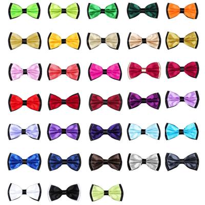 China 100% Polyester Two Tone Mens Bow Ties Women Neck Ties Solid Colors Wedding Party Butterfly Bow Tie for sale