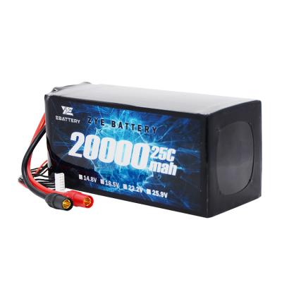 China Toys wholesale ZYE 22.2v 6s 14.8v4s 20000mah drone lipo battery pack 25C for sale