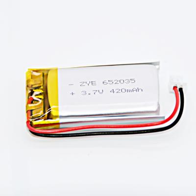 China Toys ZYE 420Mah 3.7V 652035 Polymer Battery Li-lon Battery Li-ion Lithium Battery for sale